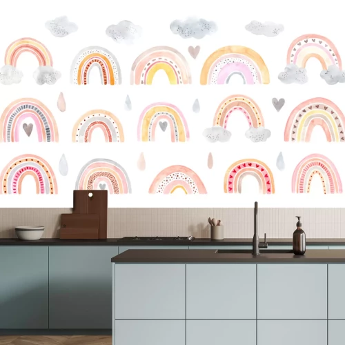 Sticker Pastellfarbenes Regenbogenmuster