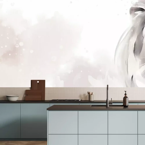 Fototapete Löwe auf Aquarell-Hintergrund in Grau