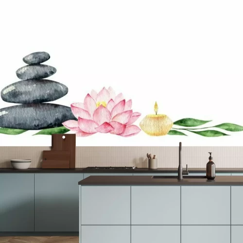 Sticker Watercolor vector Spa arrangement of cosmetic products.