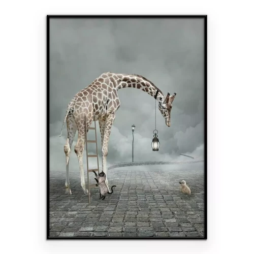 Poster Giraffe in einer surrealen Komposition