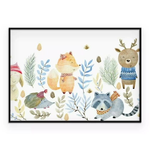 Poster Waldtiere in Winterkleidung