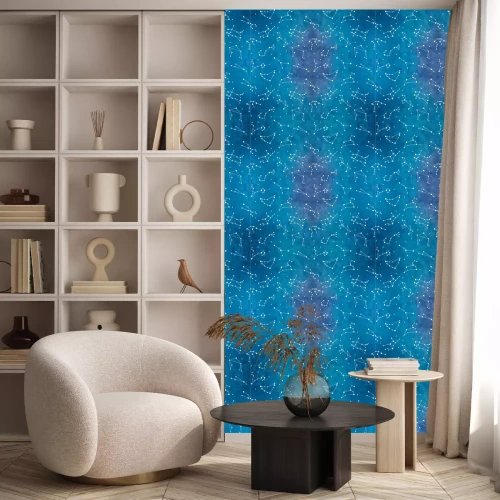 Tapete Seamless pattern with zodiac constellations on watercolor background. Vector zodiac signs.