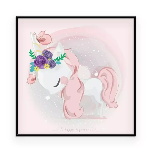 Poster Niedliches Einhorn auf rosa Hintergrund