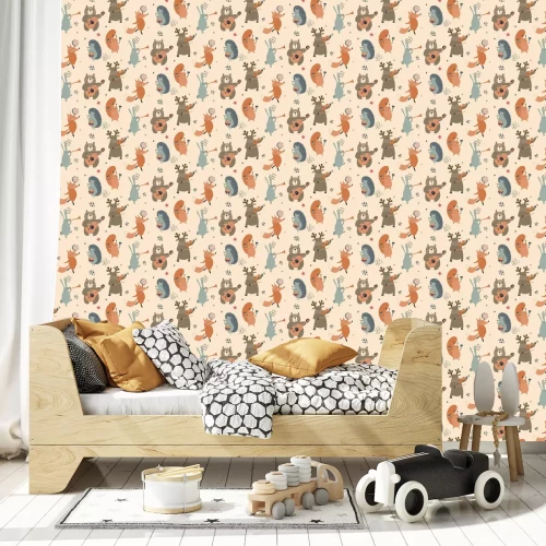 Tapete Instrumente spielende Waldtiere