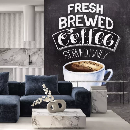 Sticker Tasse Kaffee auf schwarzem Hintergrund