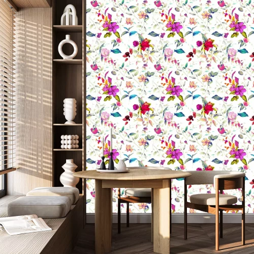 Tapete Komposition aus Frühlingsblumensträußen