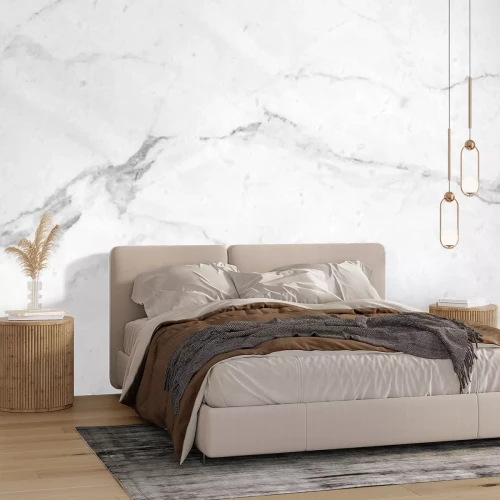 Fototapete White gray marble texture background with high resolution, top view of natural tiles stone floor in seamless glitter pattern and luxurious.