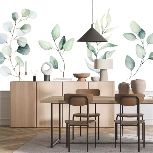 Fototapete Pflanzen und Aquarellblätter