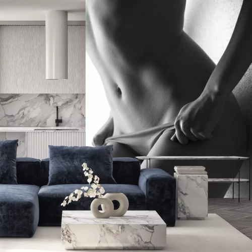 Fototapete Erotischer Körper einer Frau schwarz-weiß