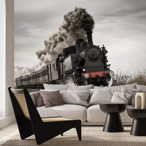 Fototapete Dampfloklandschaft im Vintage-Stil