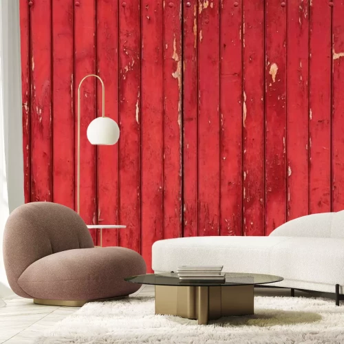 Fototapete Holz rustikal rote bretter