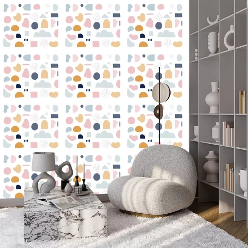 Tapete Modern trendy abstract shapes in pastel colors. Scandinavian clean vector design