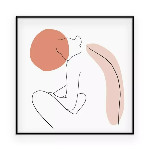 Poster Rückwärts sitzende Frau gezeichnet in einer Linie