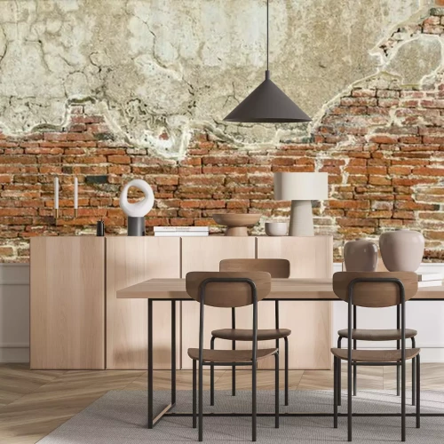 Fototapete Rote Ziegelsteine unter einer Elevation