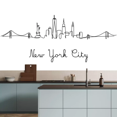 Sticker One line style New York City skyline. Simple modern minimaistic style vector.