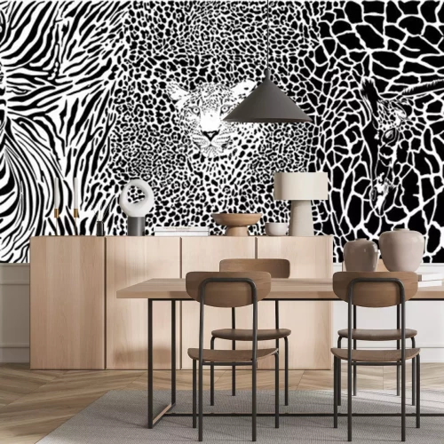 Sticker Abstrakte Illustration Zebra Giraffe und Panther