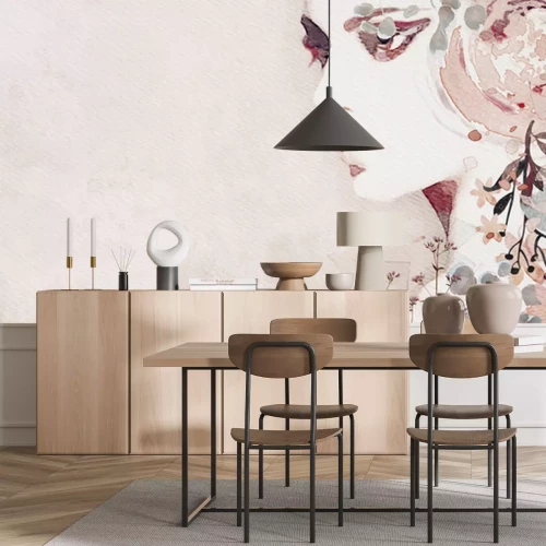 Sticker Watercolor abstract portrait of girl. Fashion background.