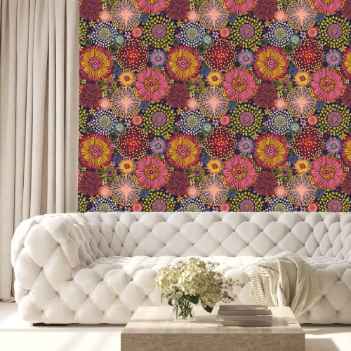 Tapete Bunte Abstraktion mit Wildblumen