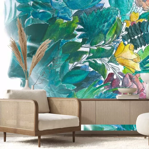 Fototapete Paintography. Portrait of a woman combined with a painting