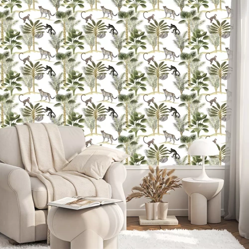 Tapete Tropische Tiere und exotische Vegetation