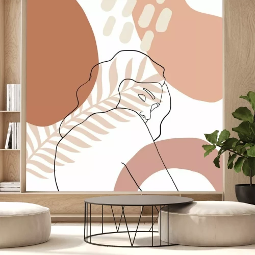 Fototapete Ein minimalistisches Frauenporträt mit abstrakten Elementen