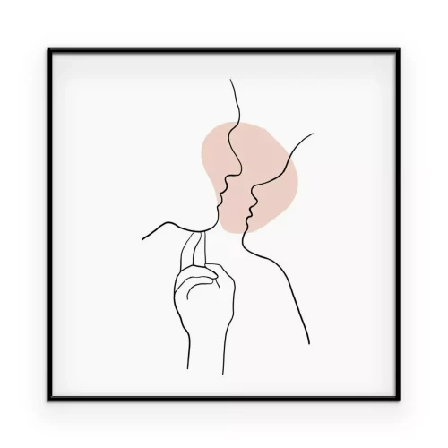 Poster Zwei Gesichter im Strichzeichnungsstil