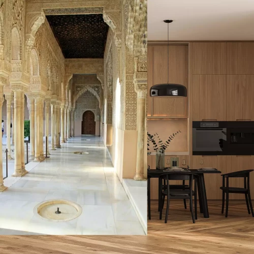 Fototapete Orientaler Säulengang mit kleinen Brunnen