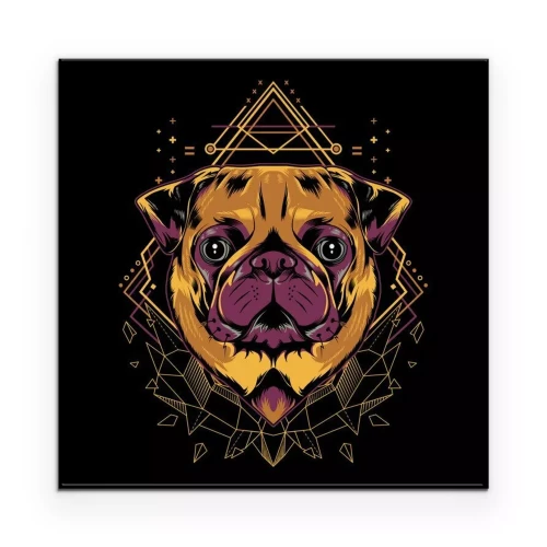 Poster Porträt eines Mopses im jugendlichen Stil