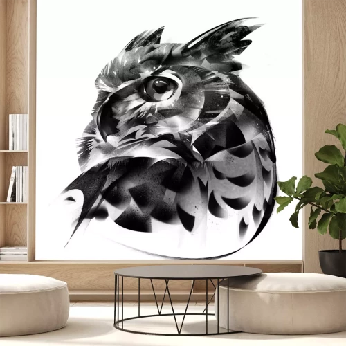 Sticker drawn portrait of an owl bird on a white background