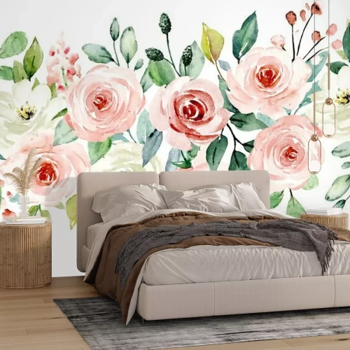 Sticker Rosa-weiße Pastell-Blumen