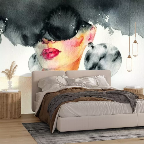 Fototapete Beautiful woman. fashion illustration. watercolor painting