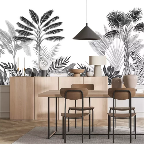 Sticker Exotische Bäume in Grau