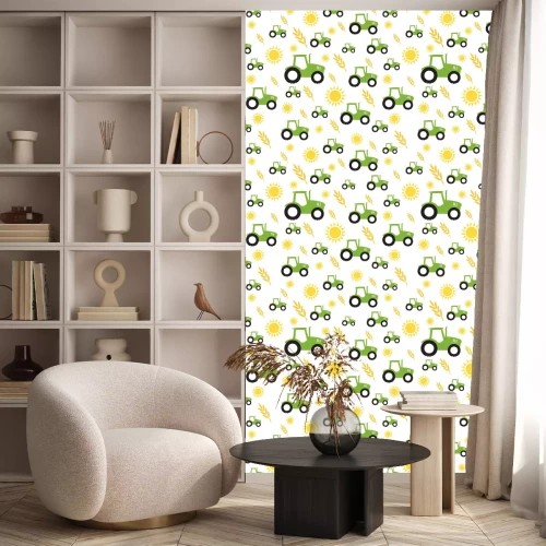 Tapete tractor farming seamless pattern vector