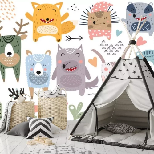 Sticker Waldtiere im skandinavischen Stil