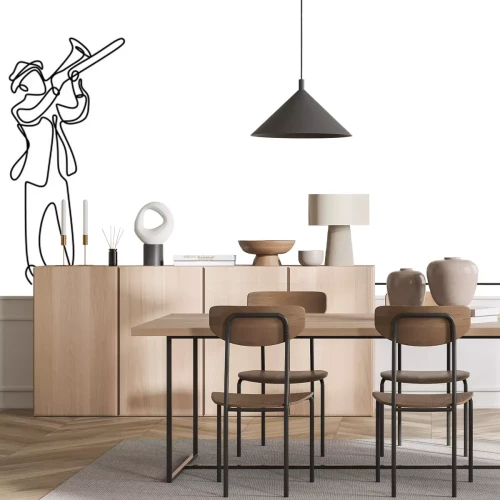 Sticker Trompeter mit einer einzigen Linie gemalt