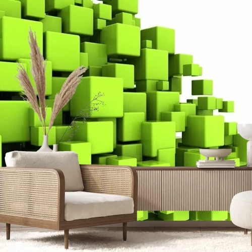 Fototapete Grüne Kuben 3D
