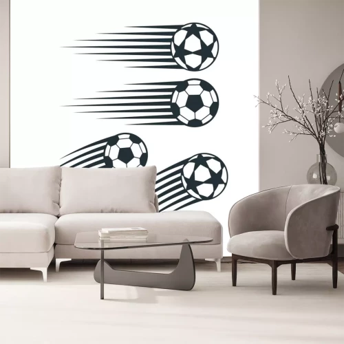 Sticker Vier fliegende Bälle einfache minimalistische Grafik