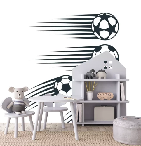 Sticker Vier fliegende Bälle einfache minimalistische Grafik