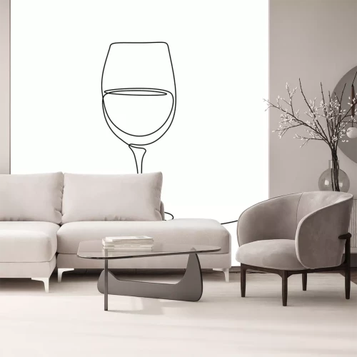 Sticker Mit einer einzigen Linie gemaltes Weinglas