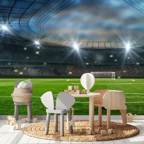 Sticker Ball in einem leeren, mit Fans gefüllten Stadion