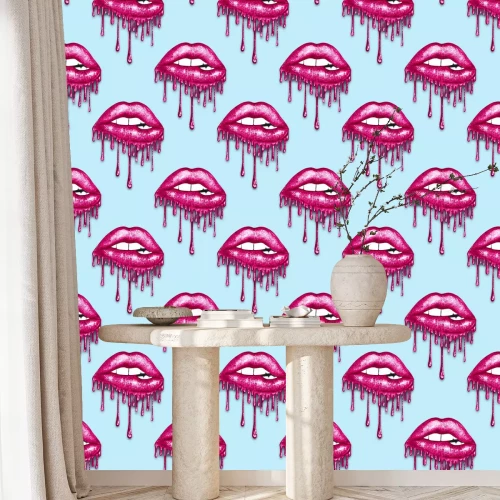 Tapete Zitronen auf blauem Hintergrund im Stil der Pop Art