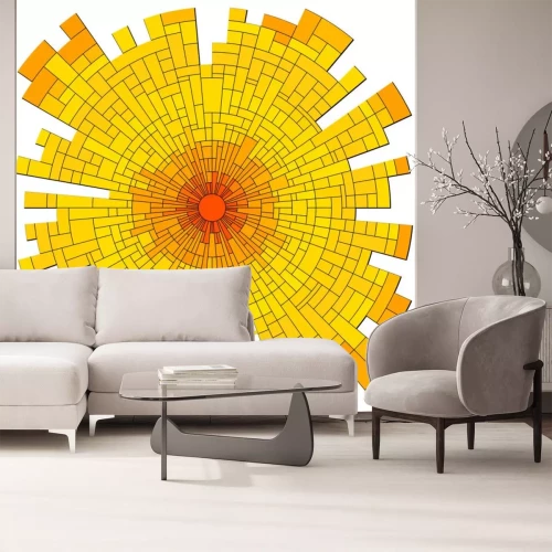 Sticker Vector mosaic rote Sonne mit Strahlen.