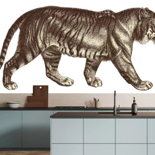 Sticker Wilde Tiere Tiger in Bewegung Skizze