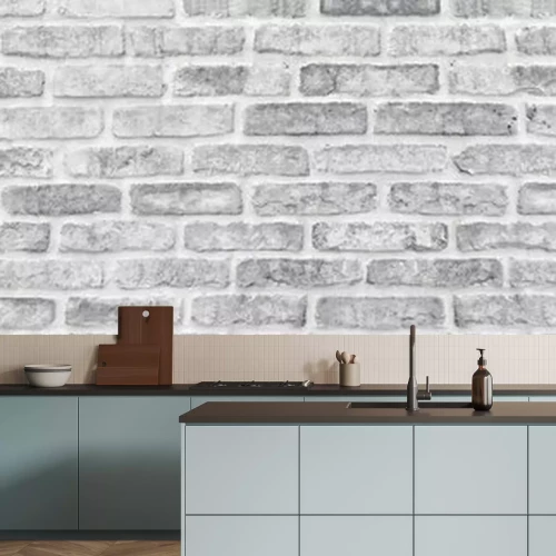 Fototapete Grauer Ziegelstein mit weißer Fuge