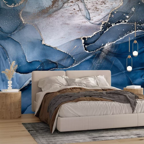 Fototapete Dunkelblaue Farbtöne durchdringen sich