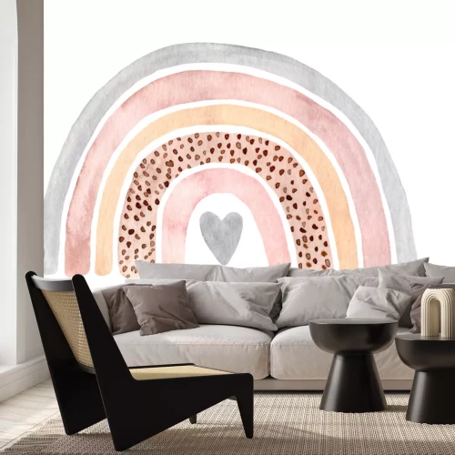 Sticker Watercolor hand painted cute rainbow. Illustration isolated on white background.