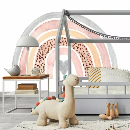 Sticker Watercolor hand painted cute rainbow. Illustration isolated on white background.