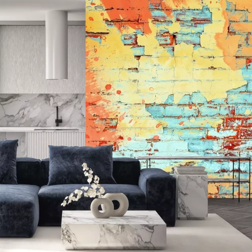Fototapete Bunte schäbige Ziegelsteine