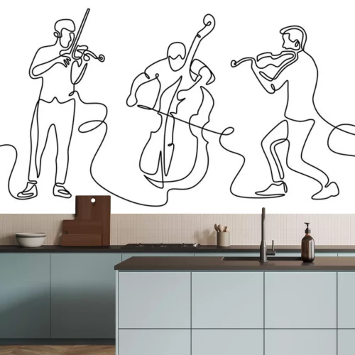 Sticker Orchestermusiker mit einer einzigen Linie gemalt