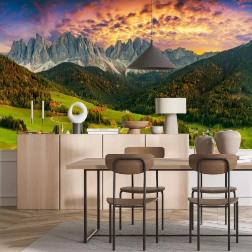 Fototapete Wiesen und Täler vor dem Hintergrund der Berge